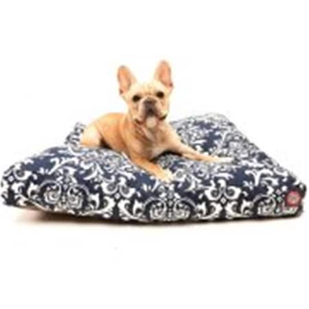 78899551607 French Quarter Orthopedic Memory Foam Rectangle Dog Pet Bed, Navy Blue - Large